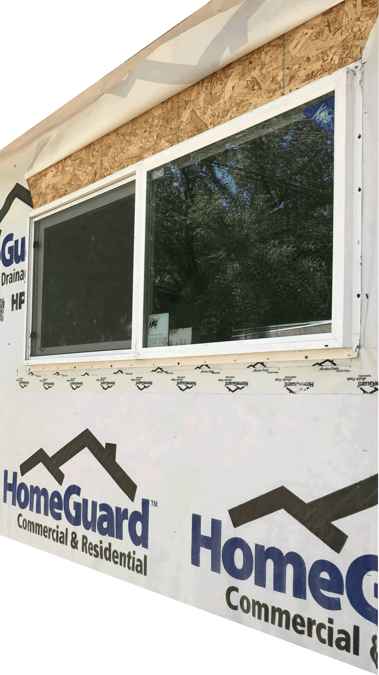 New home being built and detail of construction site